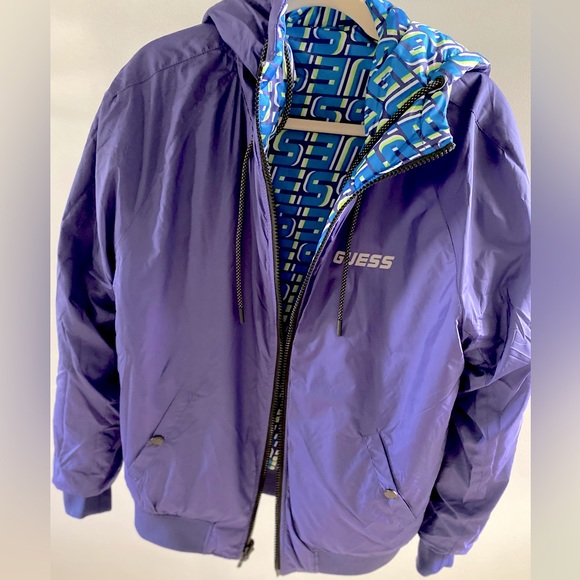 GUESS Eco Elvis ! Reversible ! Logo-Print Puffer Jacket Hooded โจ Size S | logo - Picture 15 of 16